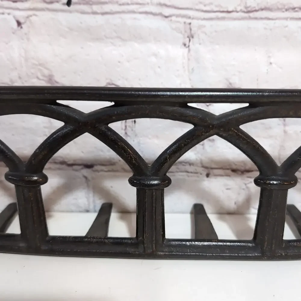 Vintage Cast Iron Pew Bible Hymnal Book Holder Wall Rack Art Deco Architectural
